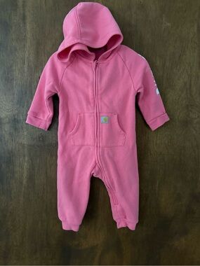 Carhartt Pink Hooded One-Piece Fleece for Kids